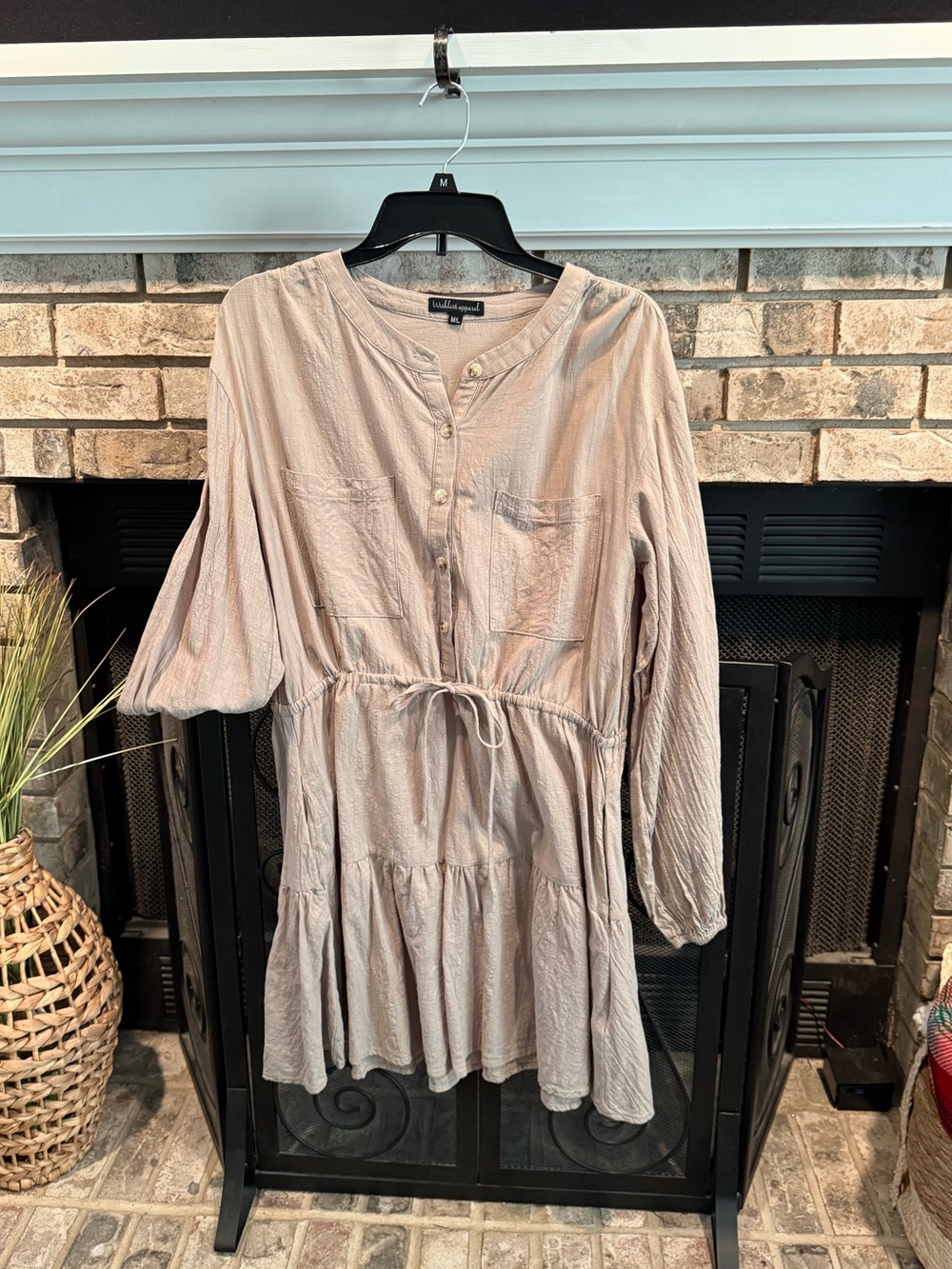 Wishlist long sleeve linen tunic, khaki, M/L, EUC